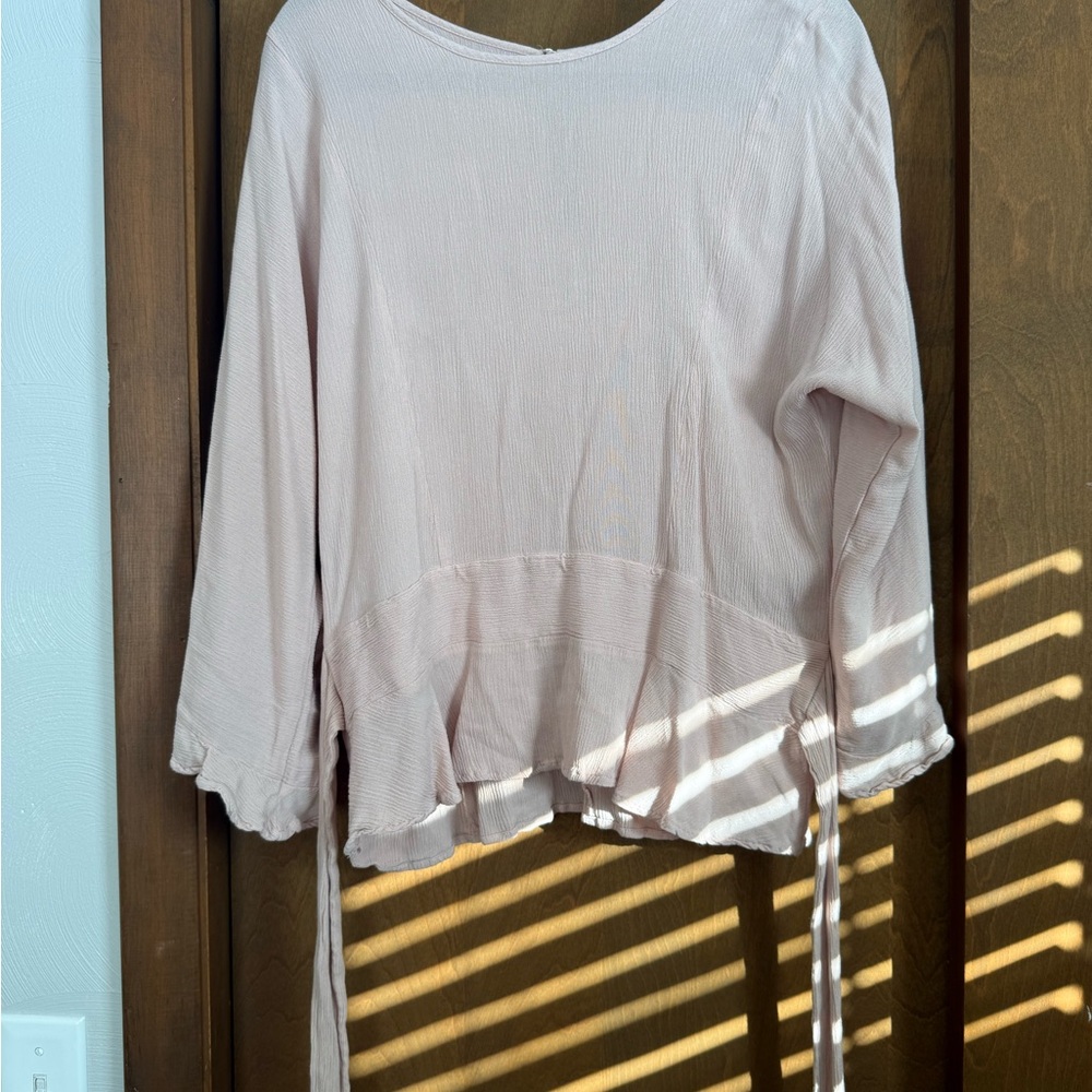 Women's Blouse in Soft Pink, Tie Waist